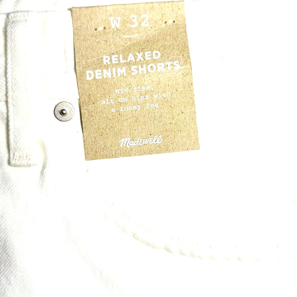 Madewell White Relaxed Denim Shorts 32 - Picture 4 of 4
